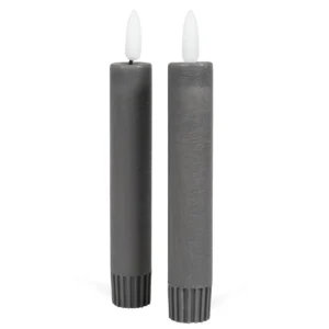 LED-Stabkerze Echtwachs - grau (2er-Set)