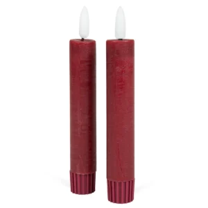 LED-Stabkerze Echtwachs - bordeaux (2er-Set)