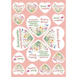 Aufkleber-Grußkarten: Du bist geliebt, 4 Stück