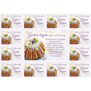 Aufkleber-Grußkarten: Gottes Segen z.Geburtstag, 4 Stück
