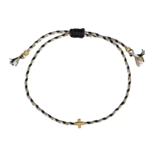 Armband Textil geflochten"Kreuz" - schwarz