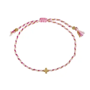 Armband Textil geflochten"Kreuz" - pink