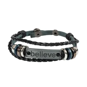 Leder-Armband "believe" - schwarz