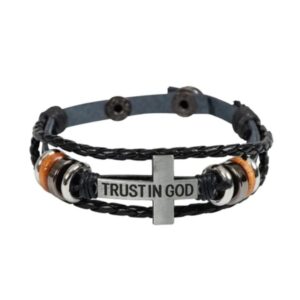 Leder-Armband "Trust in God" - braun