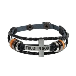 Leder-Armband "Trust in God" - braun