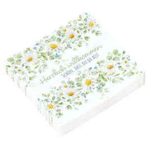 Servietten: Herzlich willkommen ... Schön, dass du da bist