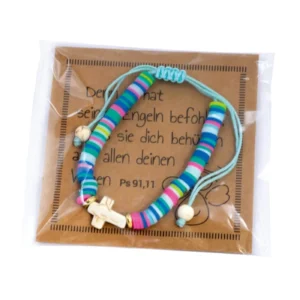 Armband "Kreuzperle" - hellblau