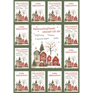 Aufkleber-Grußkarten: Weihnachtsfreude (4 Stück)