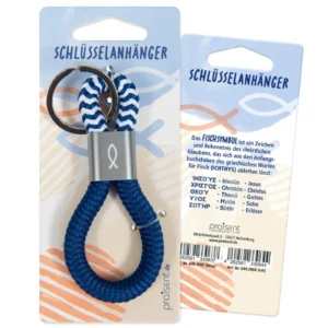 Schlüsselanhänger Tau "Fischsymbol" blau