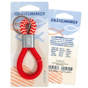 Schlüsselanhänger Tau "Fischsymbol" - rot