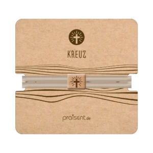 Textilarmband mit Holz-Element: Kreuz